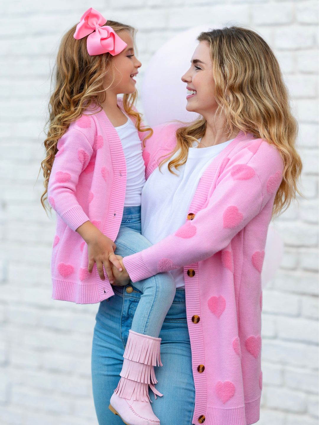 Flauschige Strickjacke „Mommy and Me – You Make My Heart“