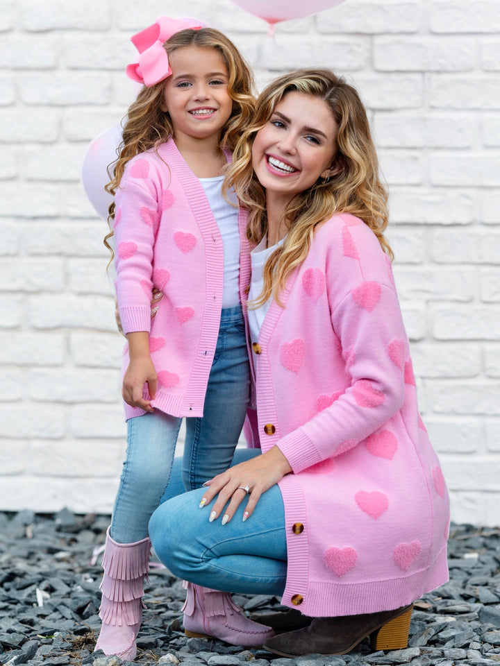 Flauschige Strickjacke „Mommy and Me – You Make My Heart“