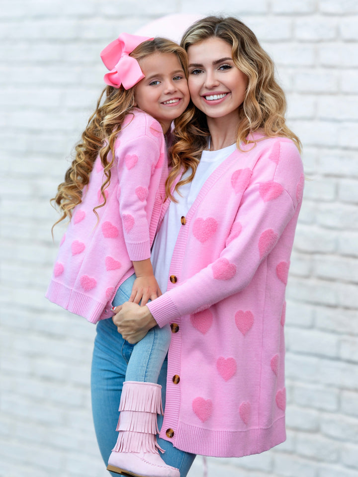 Flauschige Strickjacke „Mommy and Me – You Make My Heart“