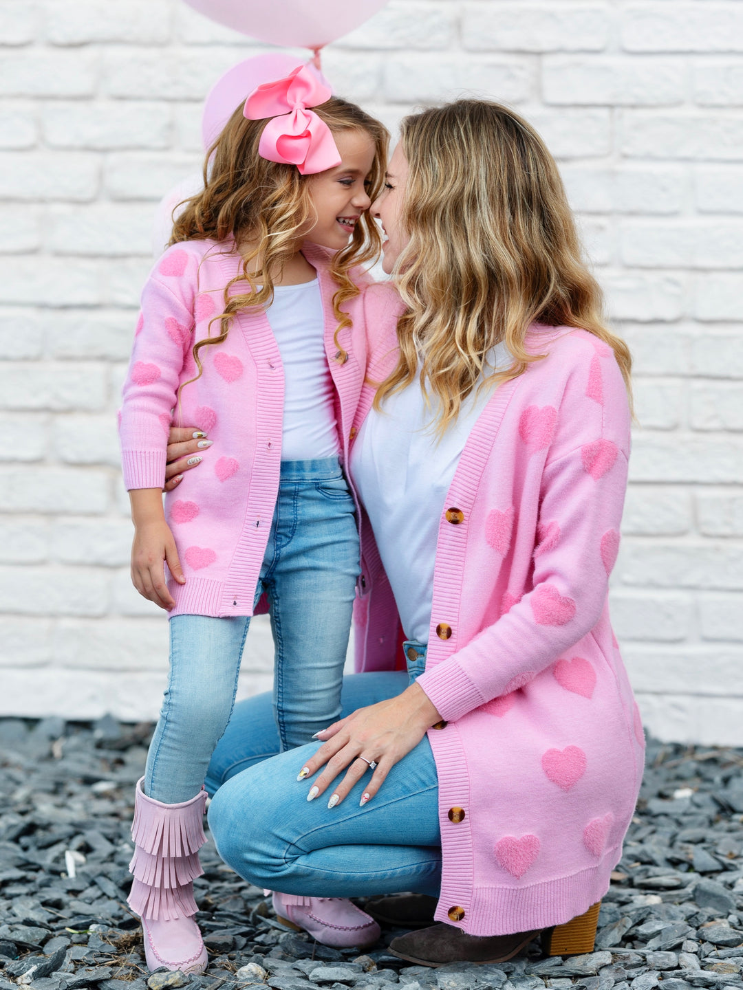 Flauschige Strickjacke „Mommy and Me – You Make My Heart“