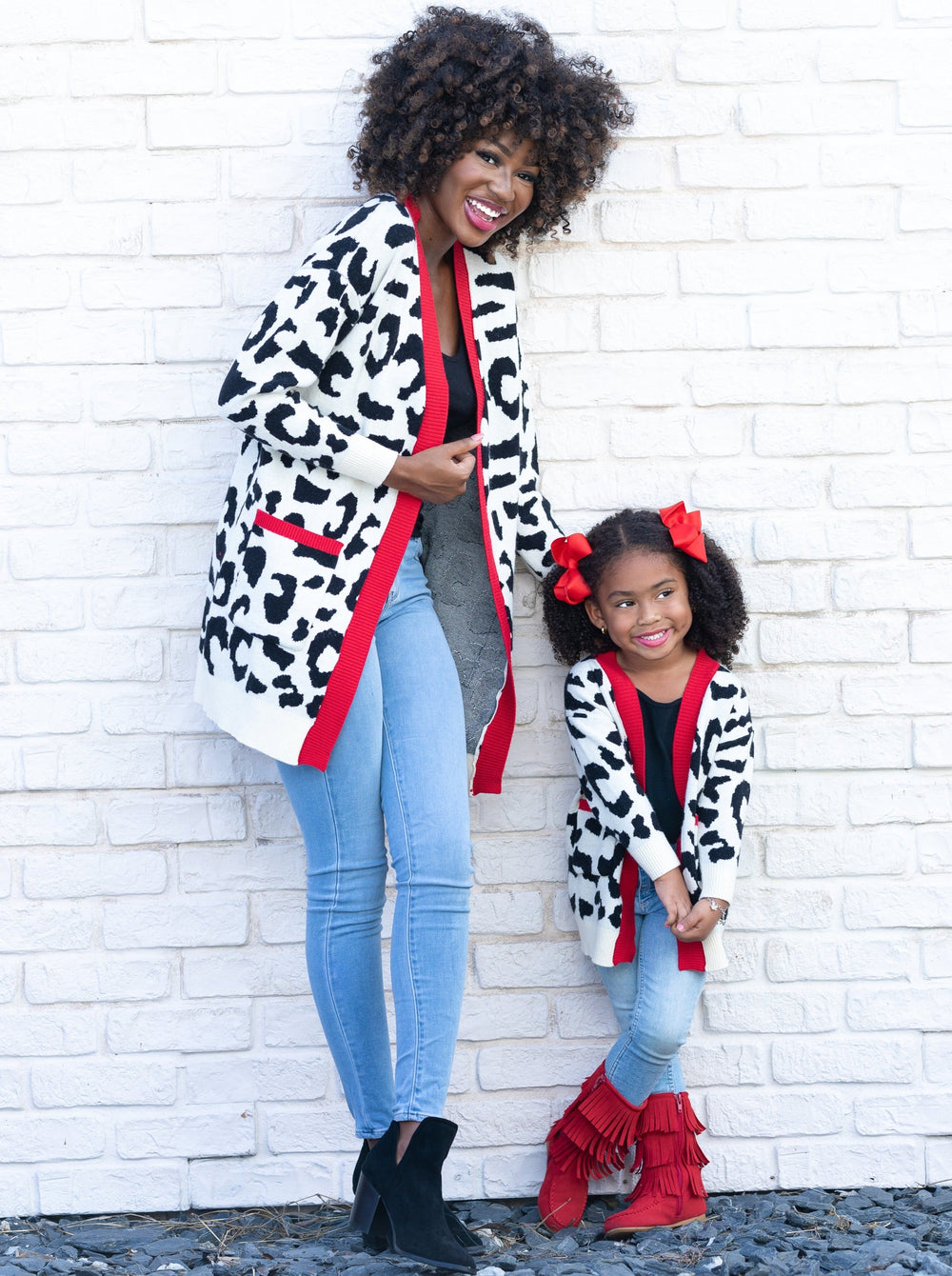 Mommy & Me Cardigans | Matching Snow Leopard Print Oversized Cardigan