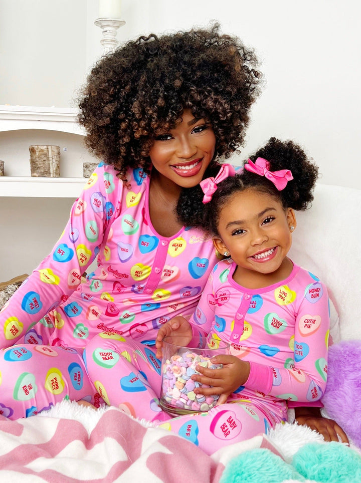 Sweethearts x Mia Belle Girls Mommy And Me Pink Pajamas