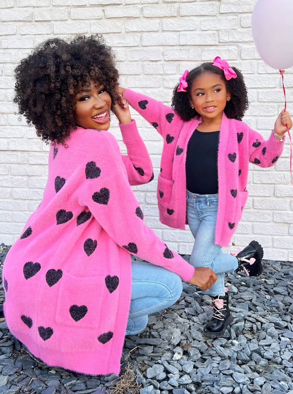 Mommy & Me Cardigans | Oversized Heart Print Cardigan | Girls Boutique