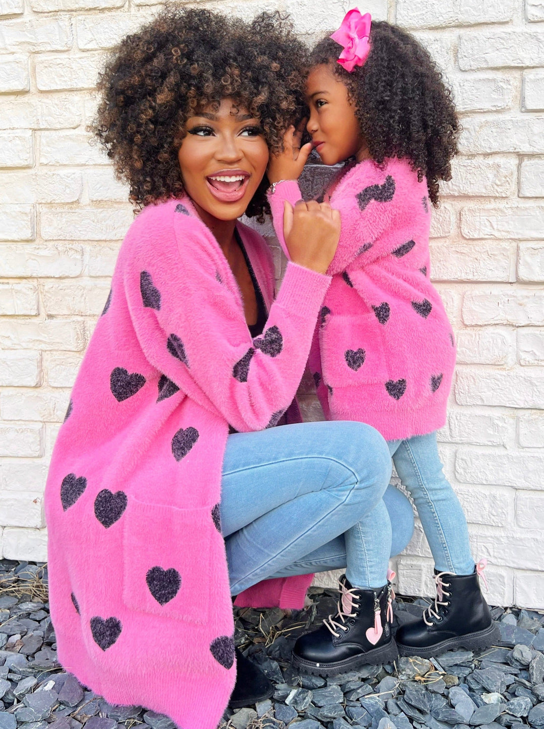 Mommy & Me Cardigans | Oversized Heart Print Cardigan | Girls Boutique