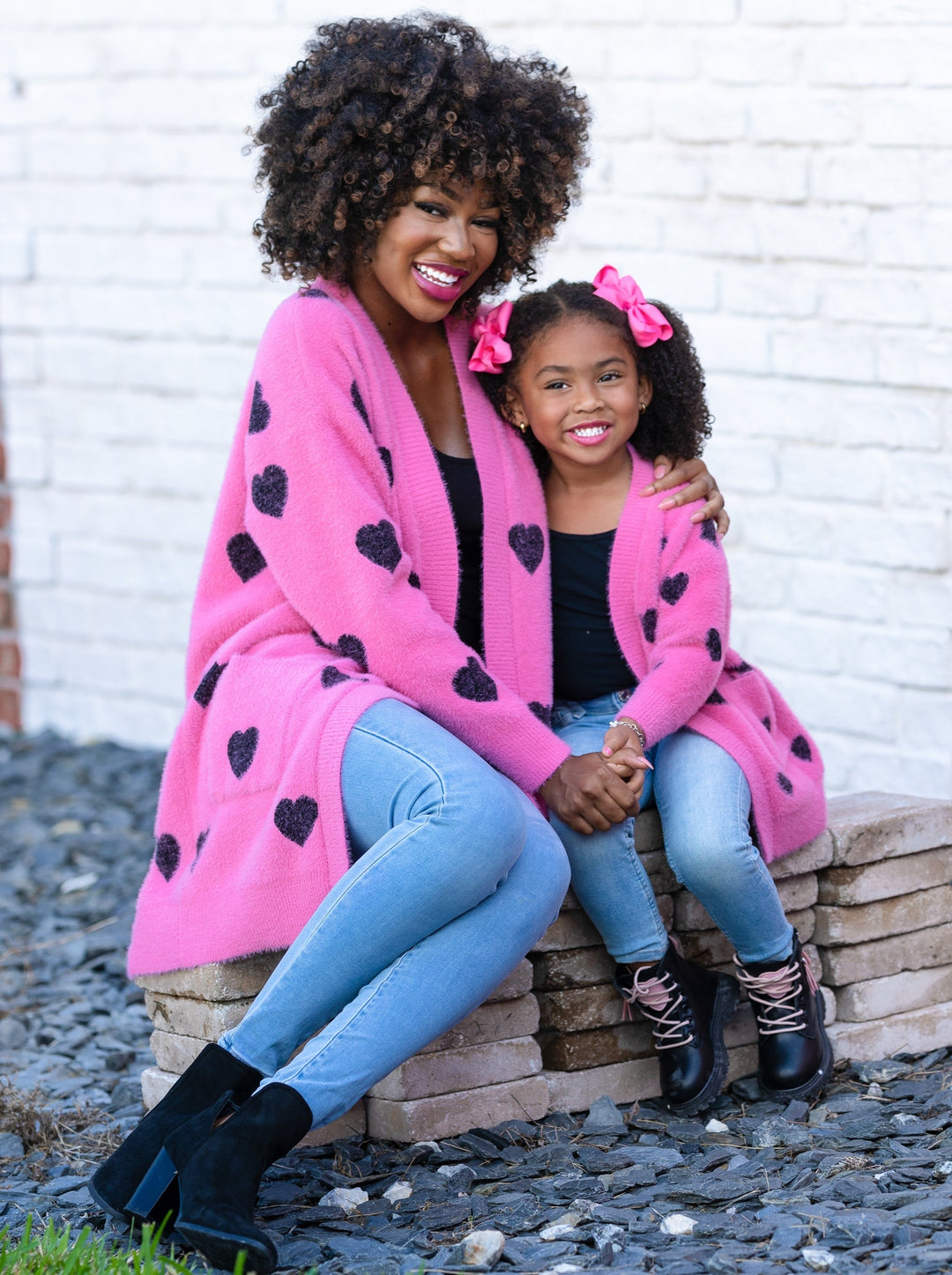 Mommy & Me Cardigans | Oversized Heart Print Cardigan | Girls Boutique