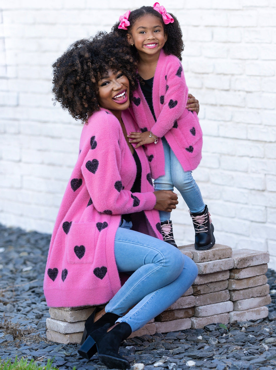 Mommy & Me Cardigans | Oversized Heart Print Cardigan | Girls Boutique