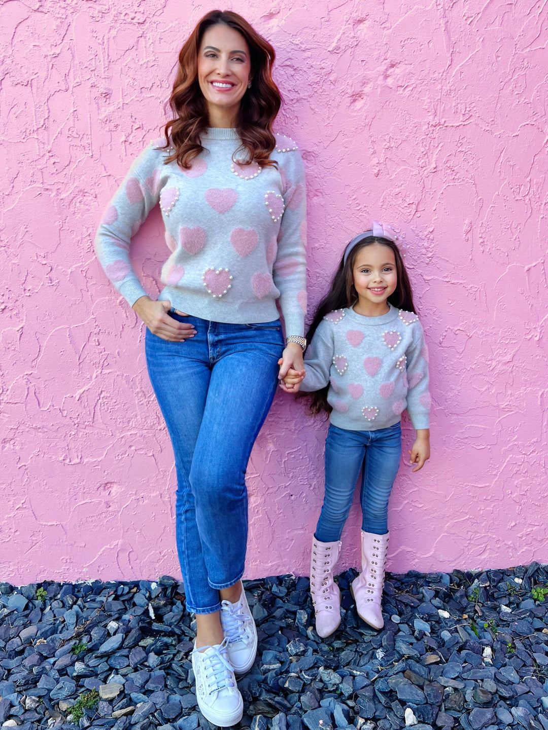 Mia Belle Mommy & Me Pearled Hearts Sweater | Valentine's Day Tops