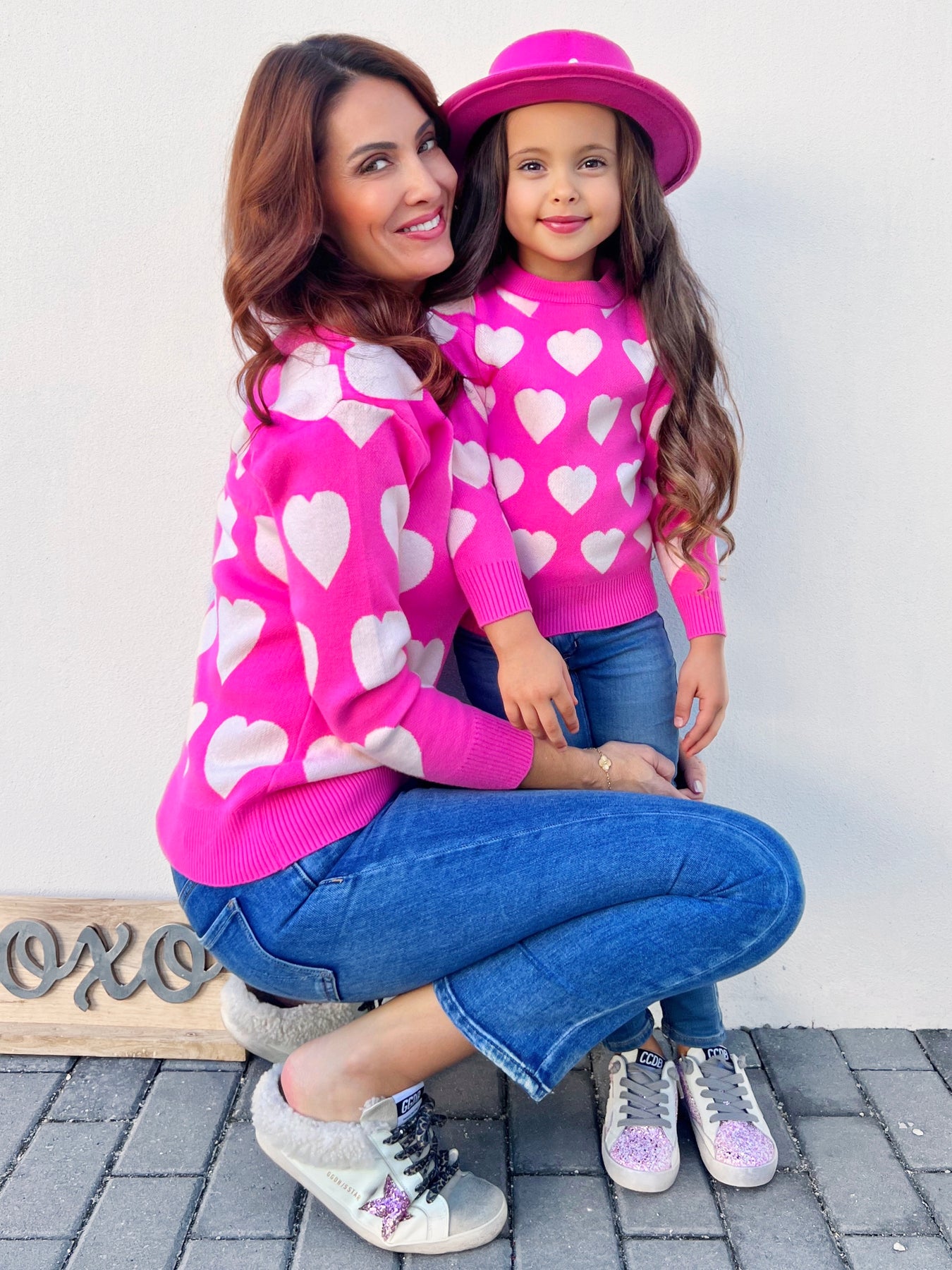 Mia Belle Mommy And Me Hot Pink Heart Sweater | Valentine's Day Tops ...