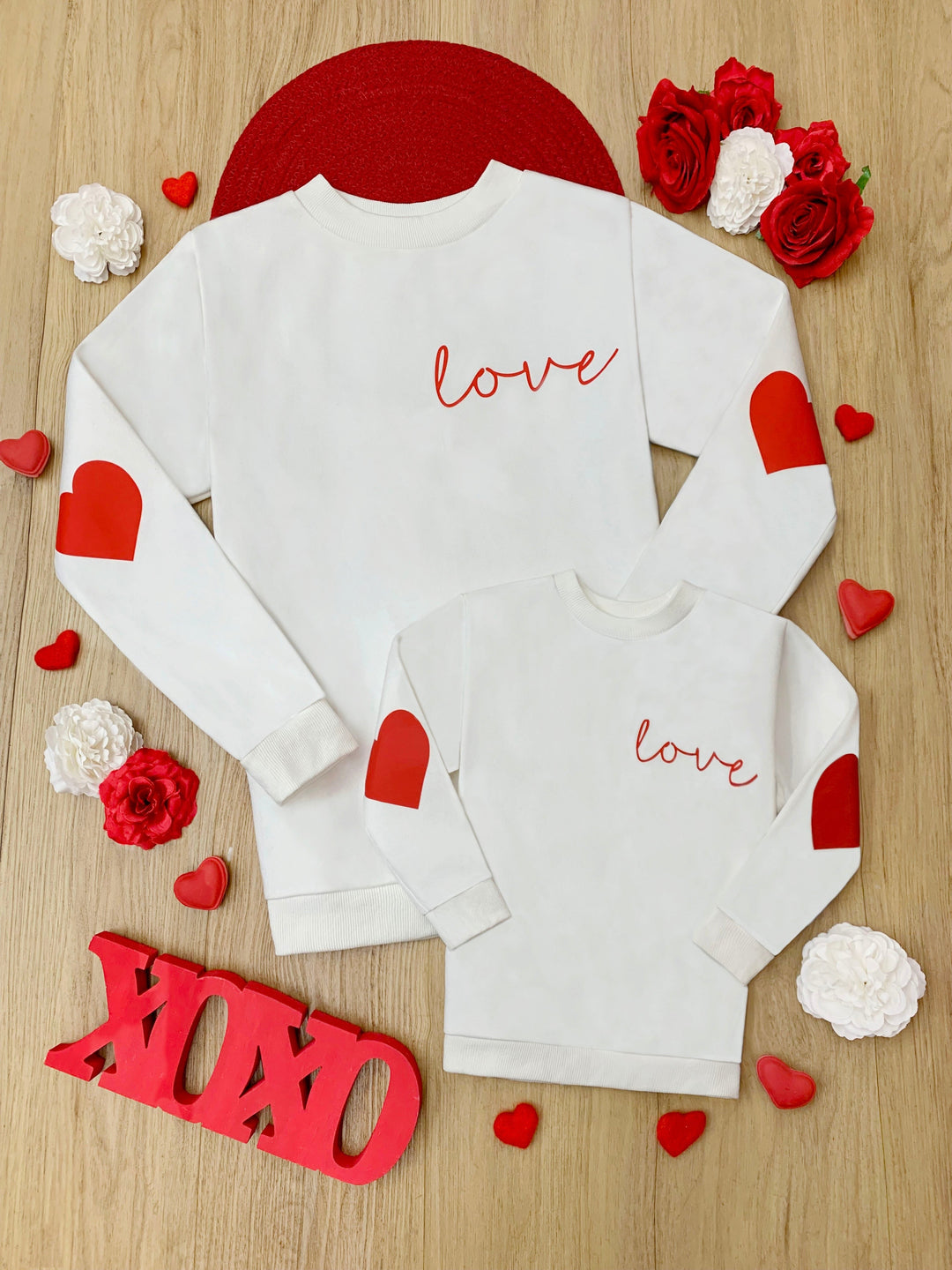 Mia Belle Mommy & Me Heart Elbow Sweater | Valentine's Day Tops