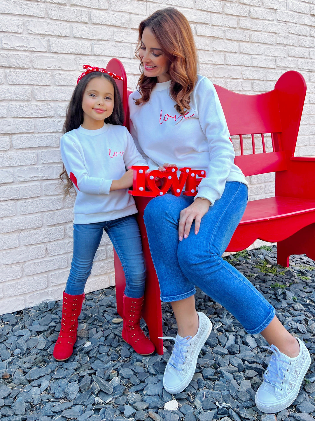 Mia Belle Mommy & Me Heart Elbow Sweater | Valentine's Day Tops