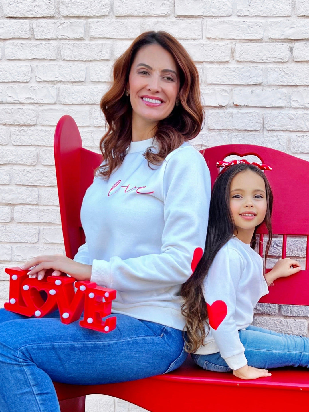 Mia Belle Mommy & Me Heart Elbow Sweater | Valentine's Day Tops