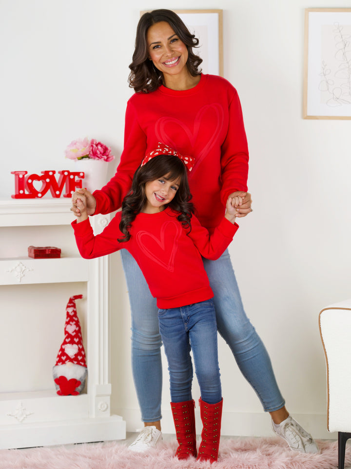 Mommy and Me Lovely Heart Embossed Sweatshirt