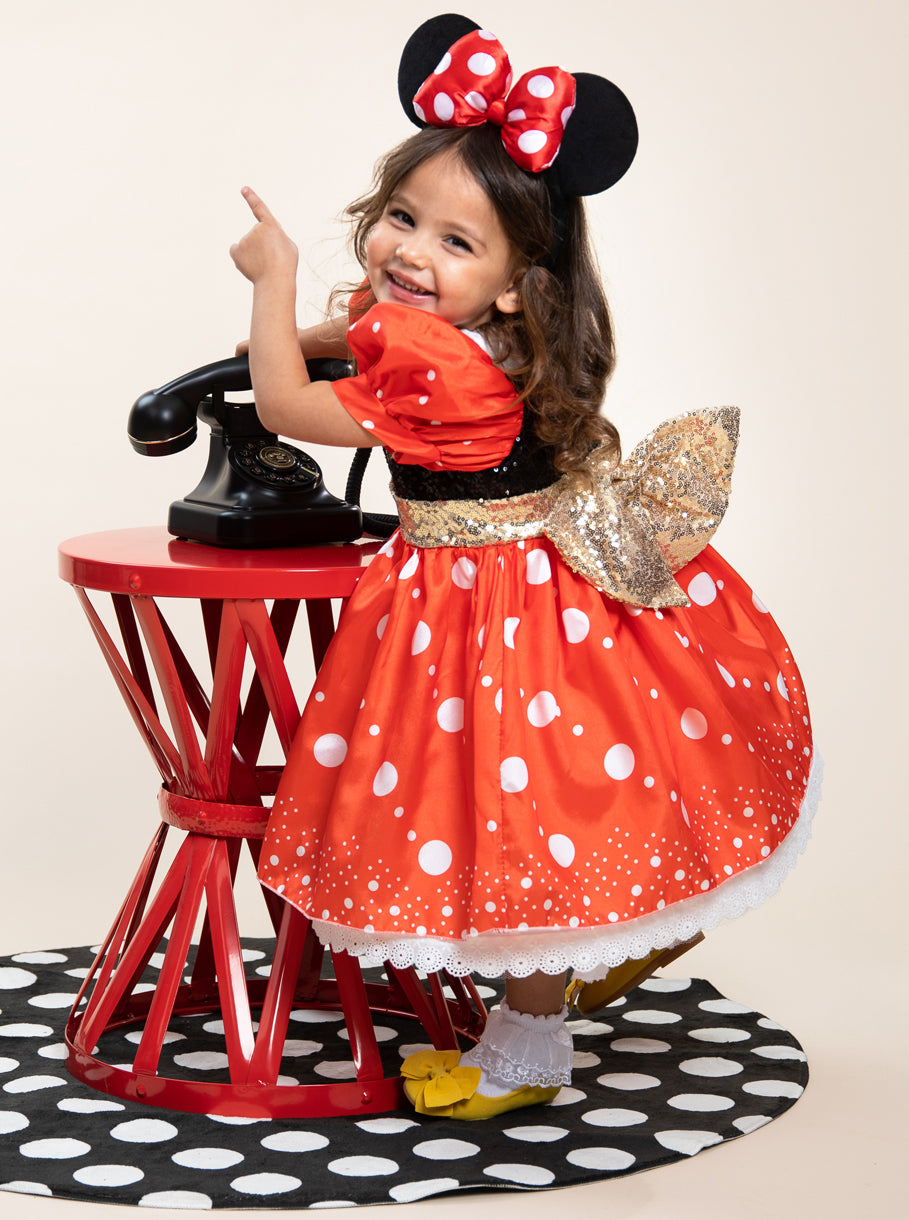 The Best Dressed Child Girls Smocked Minnie Mouse Dress - Red Dots