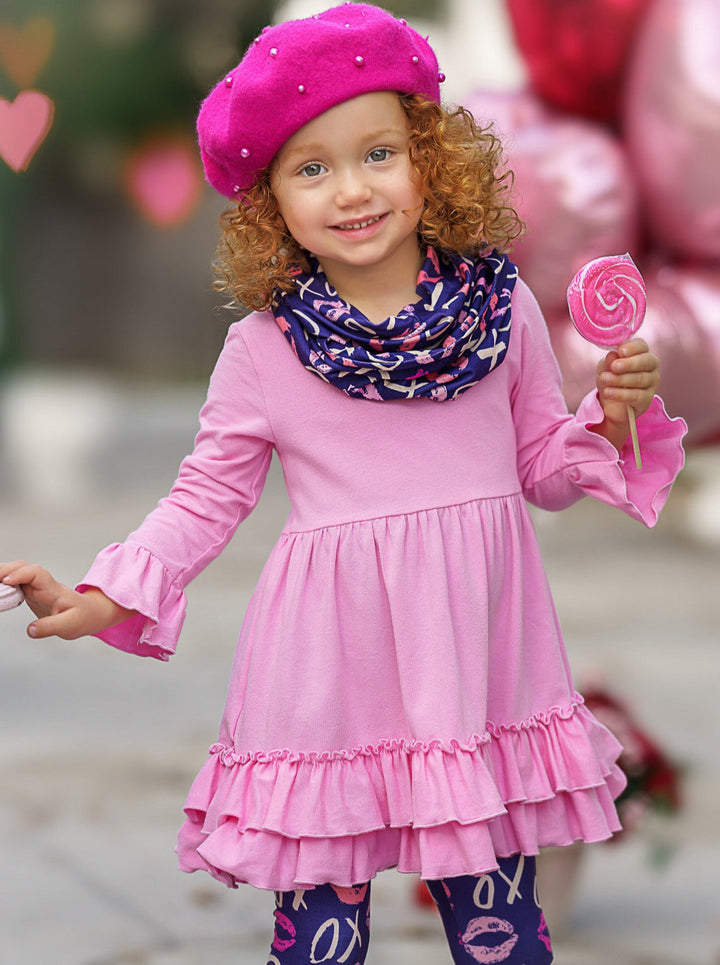 Kids Valentine's Clothes | Girls XOXO Tunic, Scarf & Legging Set