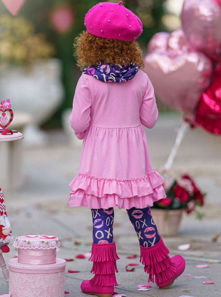 Kids Valentine's Clothes | Girls XOXO Tunic, Scarf & Legging Set