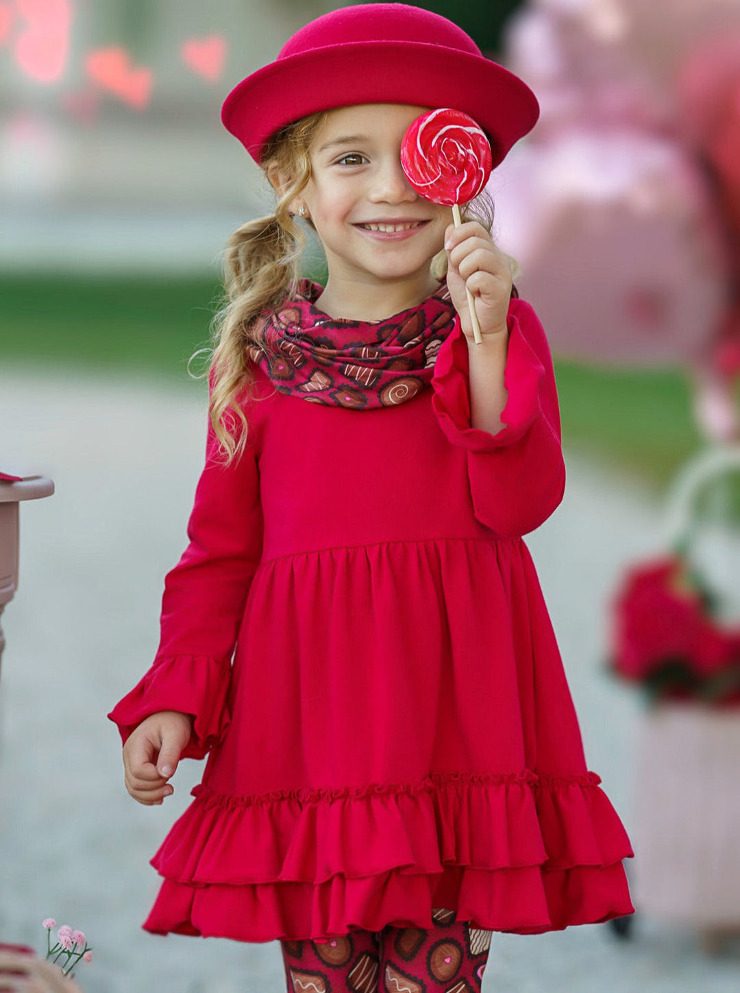 Kids Valentine's Clothes | Box Of Chocolates Tunic Scarf & Legging Set