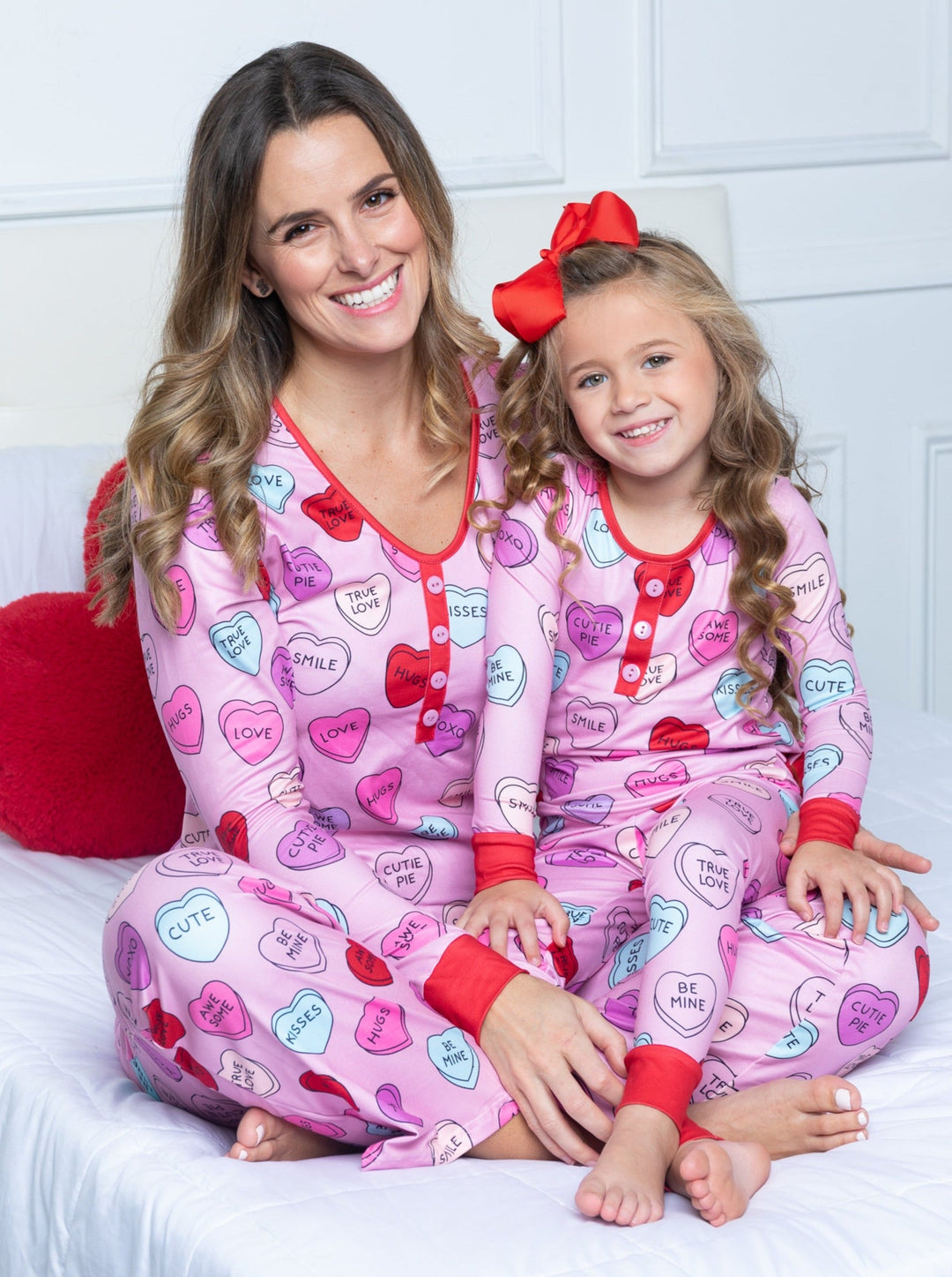 Mia Belle Mommy And Me Valentine's Day Hearts Pajamas Set