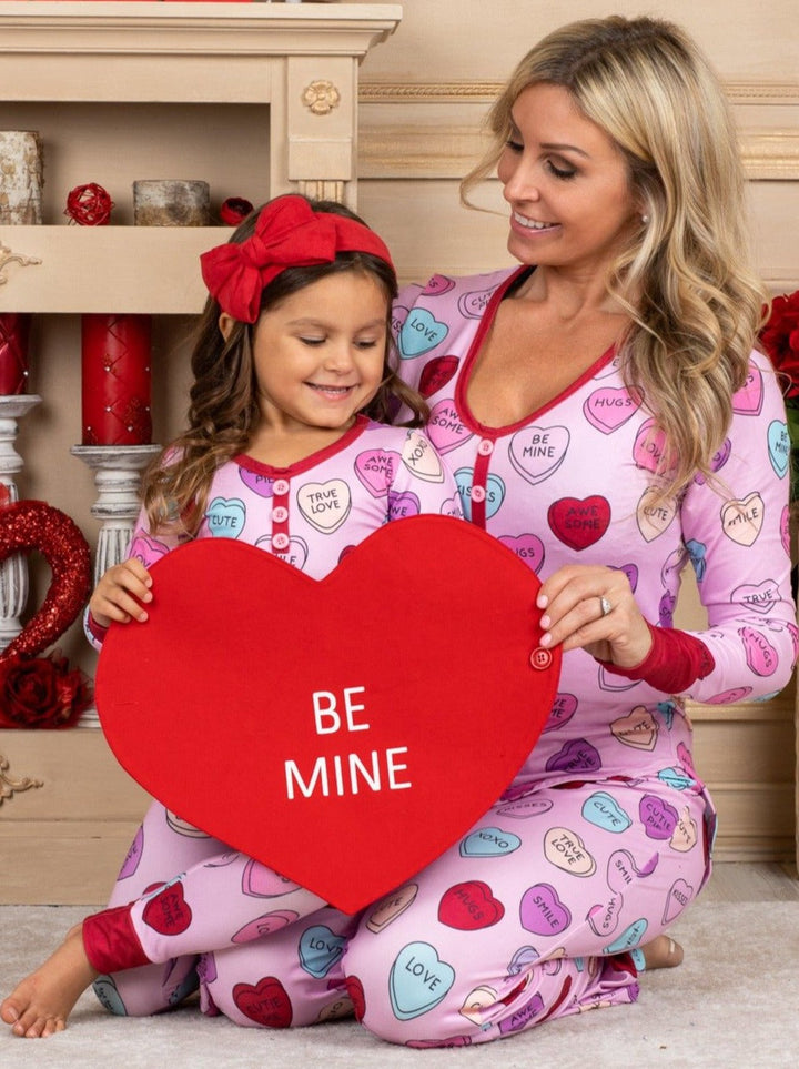 Mia Belle Mommy And Me Valentine's Day Hearts Pajamas Set