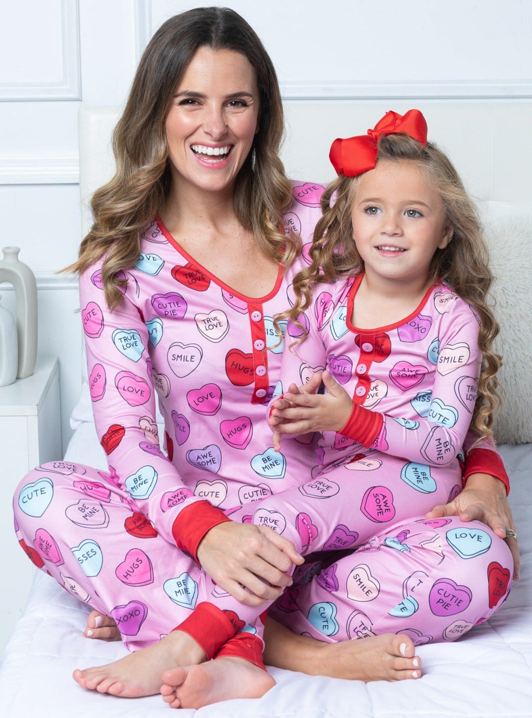 Mia Belle Mommy And Me Valentine's Day Hearts Pajamas Set