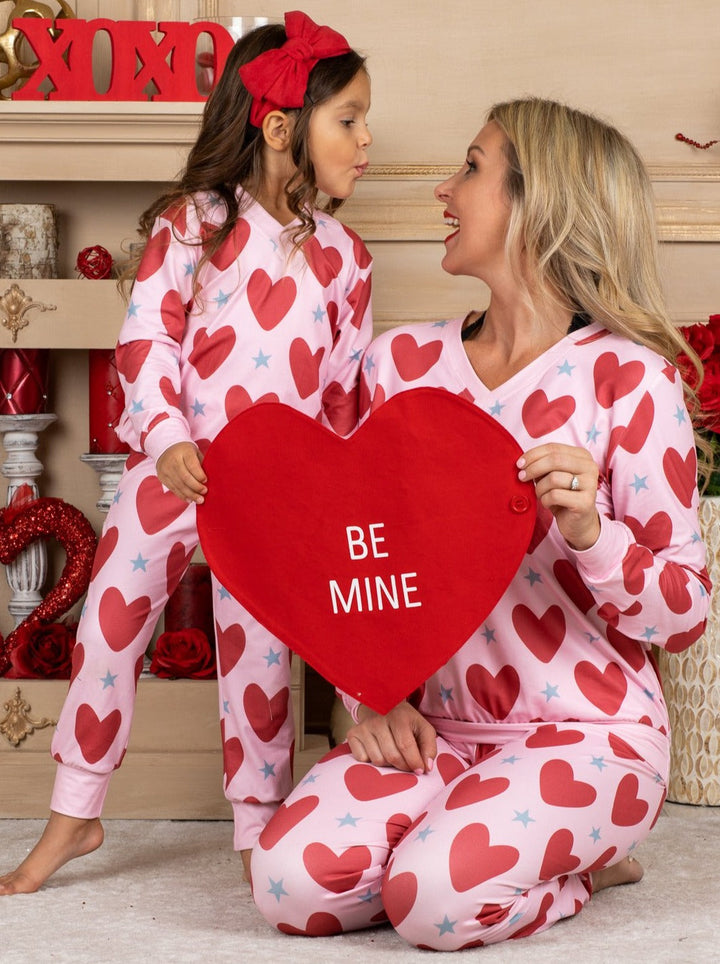 Mommy and Me Matching Heart Print Loungewear Set - Mia Belle Girls