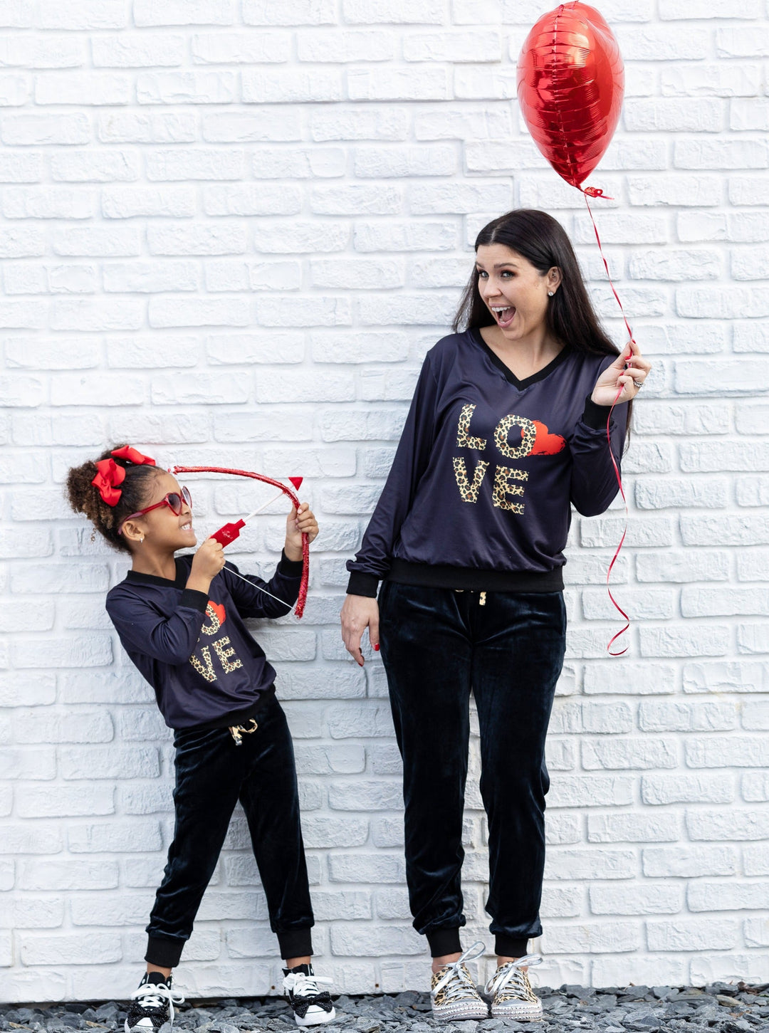 Mommy and Me Matching Love Animal Print Jogger Set