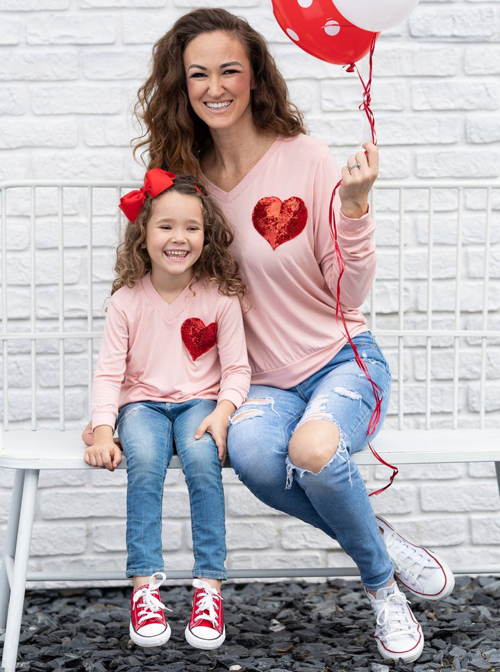 Mommy and Me Shining Heart Pink Top