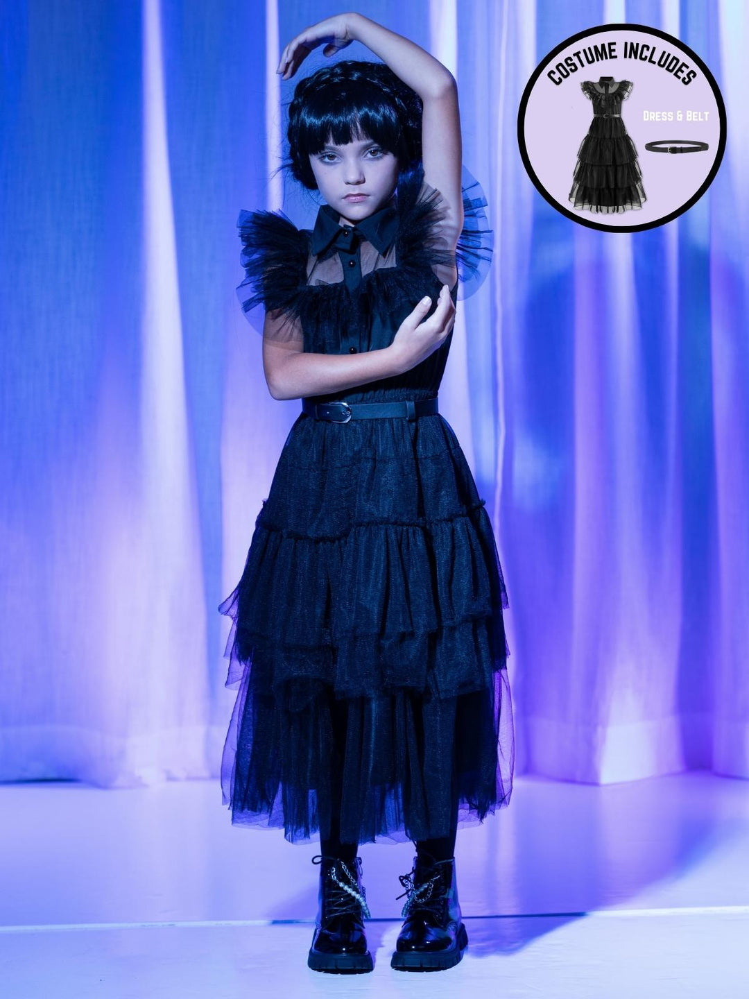 Girls Halloween Costumes | Prom Dance Wednesday Black Tulle Dress