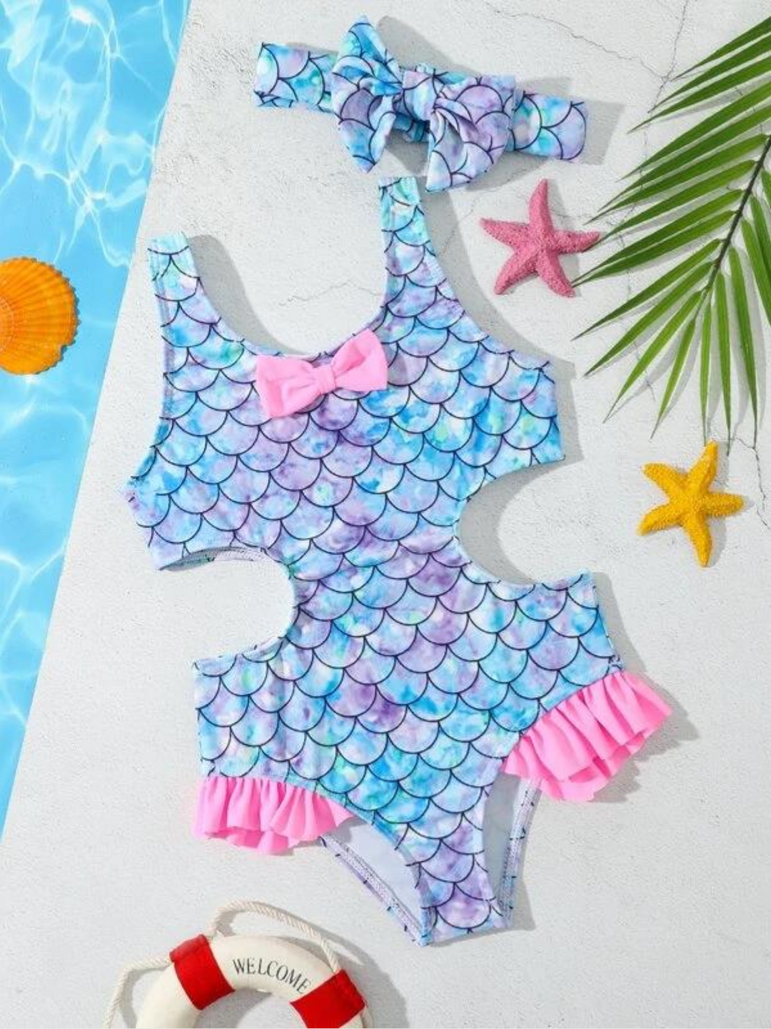 Mia Belle Girls Mermaid Cutout One Piece Swimsuit | Resort Wear