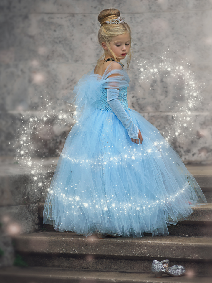 Girls Magical Cinderella Inspired Glass Slipper Princess Costume Dress Mia Belle Girls