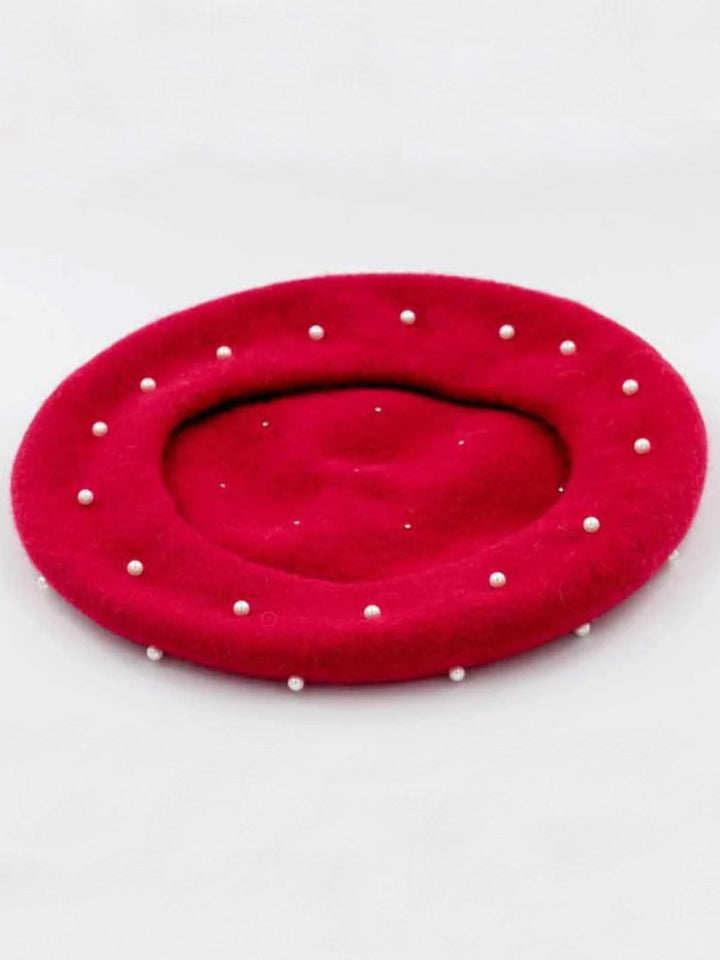 Mia Belle Girls Pearl-Embellished Wool Beret | Girls Accessories