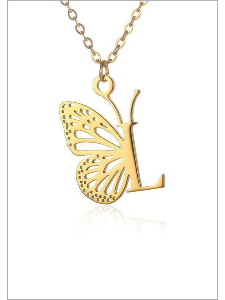 Mia Belle Girls Butterfly Letter Pendant Necklace | Girls Accessories