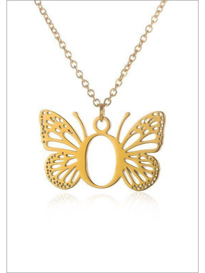 Mia Belle Girls Butterfly Letter Pendant Necklace | Girls Accessories