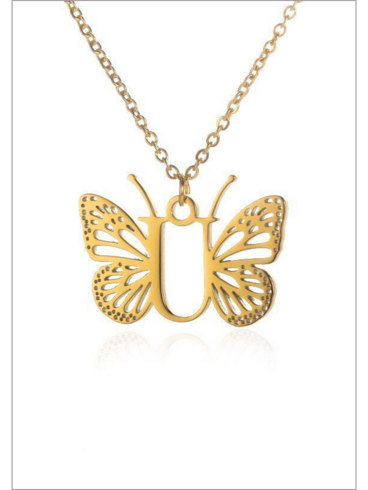 Mia Belle Girls Butterfly Letter Pendant Necklace | Girls Accessories