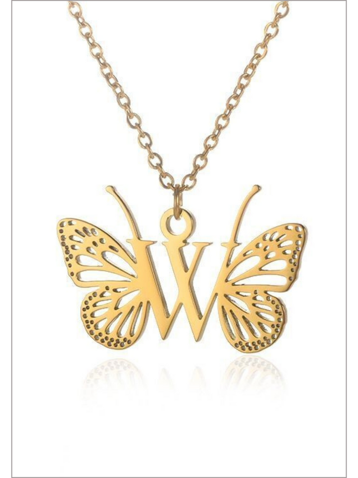 Mia Belle Girls Butterfly Letter Pendant Necklace | Girls Accessories