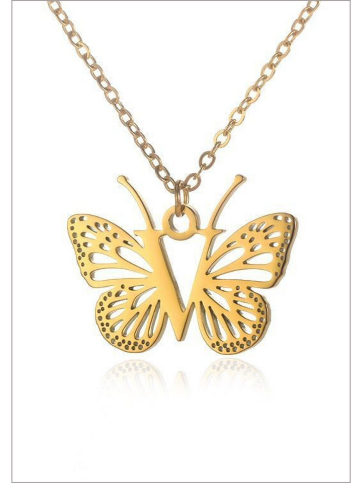 Mia Belle Girls Butterfly Letter Pendant Necklace | Girls Accessories