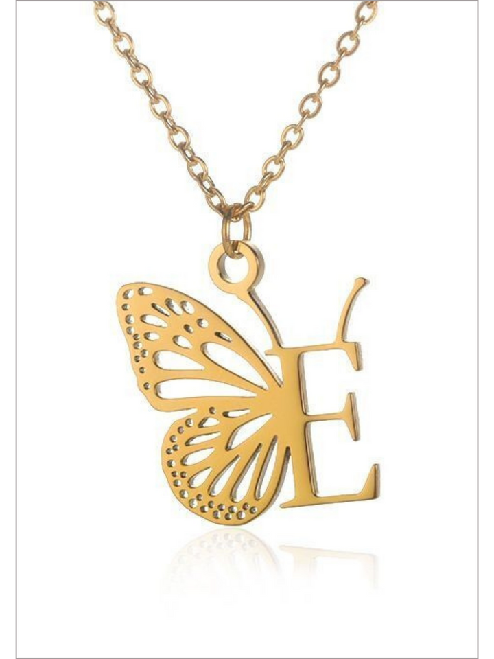 Mia Belle Girls Butterfly Letter Pendant Necklace | Girls Accessories