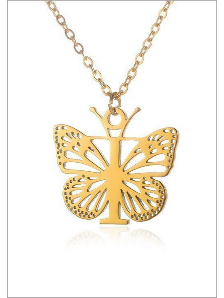 Mia Belle Girls Butterfly Letter Pendant Necklace | Girls Accessories