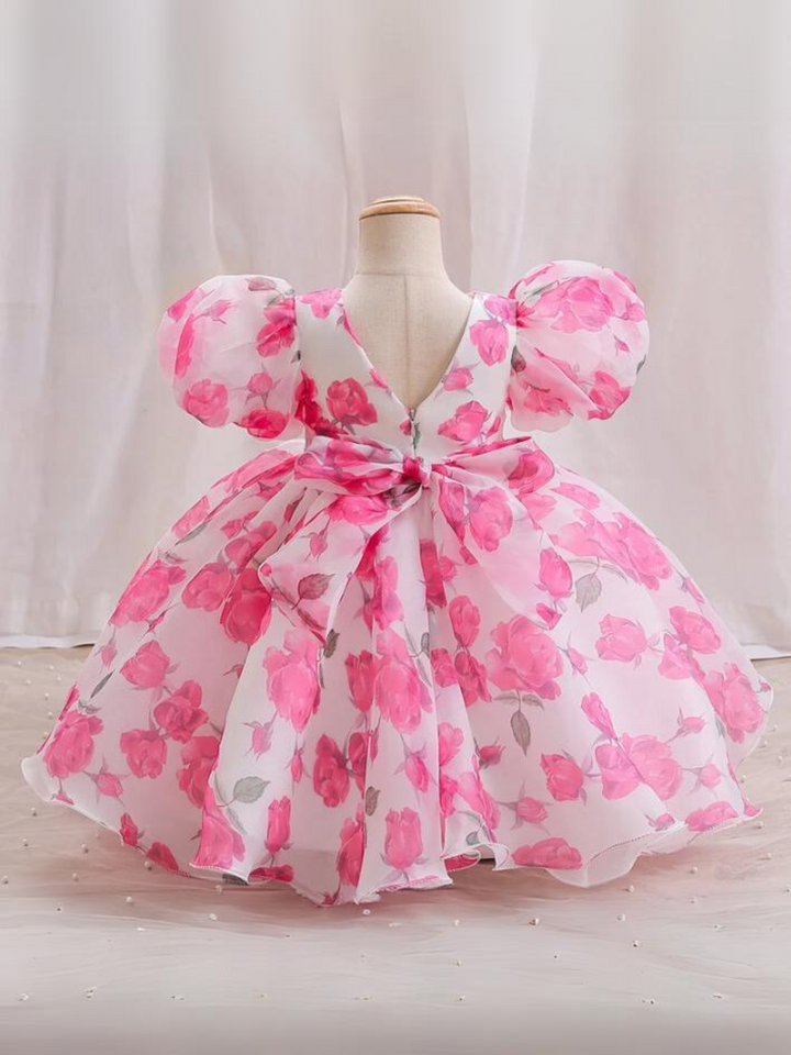 Mia Belle Girls Puff Sleeve Floral Dress | Girls Spring Dresses