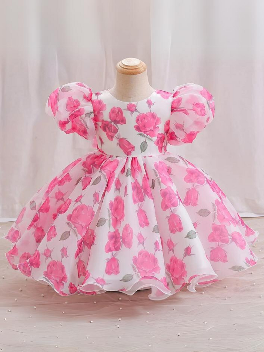 Mia Belle Girls Puff Sleeve Floral Dress | Girls Spring Dresses