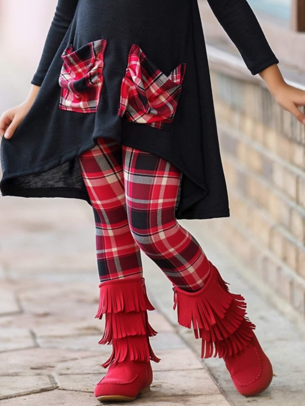 Girls Fringe Boots | Red Suede Tiered Fringe Boots - Mia Belle Girls