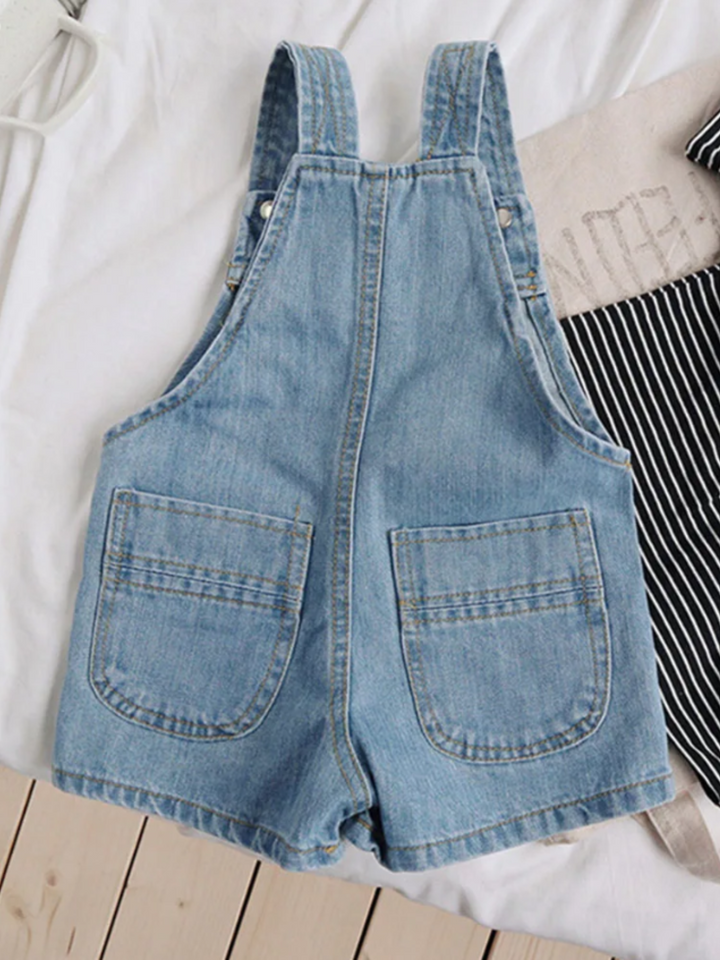 Mia Belle Girls Denim Short Overalls | Girls Spring Outfits