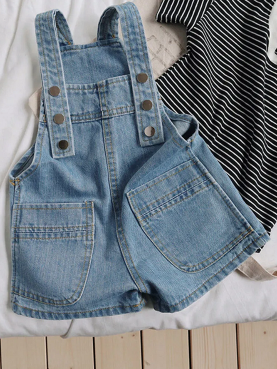 Mia Belle Girls Denim Short Overalls | Girls Spring Outfits