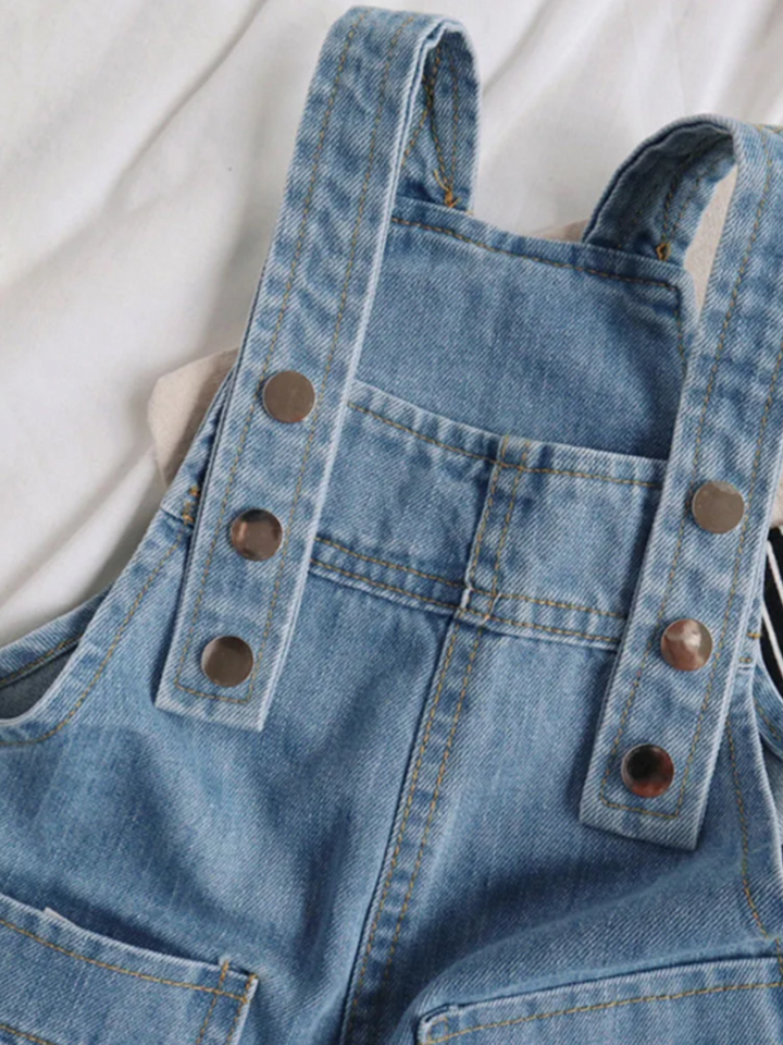 Mia Belle Girls Denim Short Overalls | Girls Spring Outfits