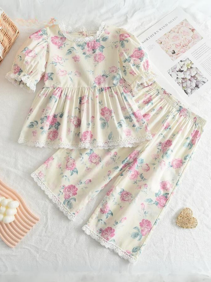 Mia Belle Girls Floral Wide Leg Pants Set | Girls Spring Outfits