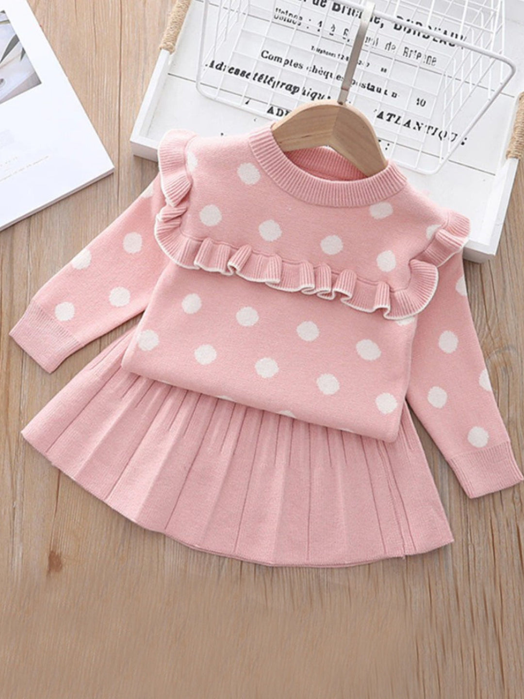 Baby Preppy Polka Dot Sweater & Pleated Skirt Set - Mia Belle Girls