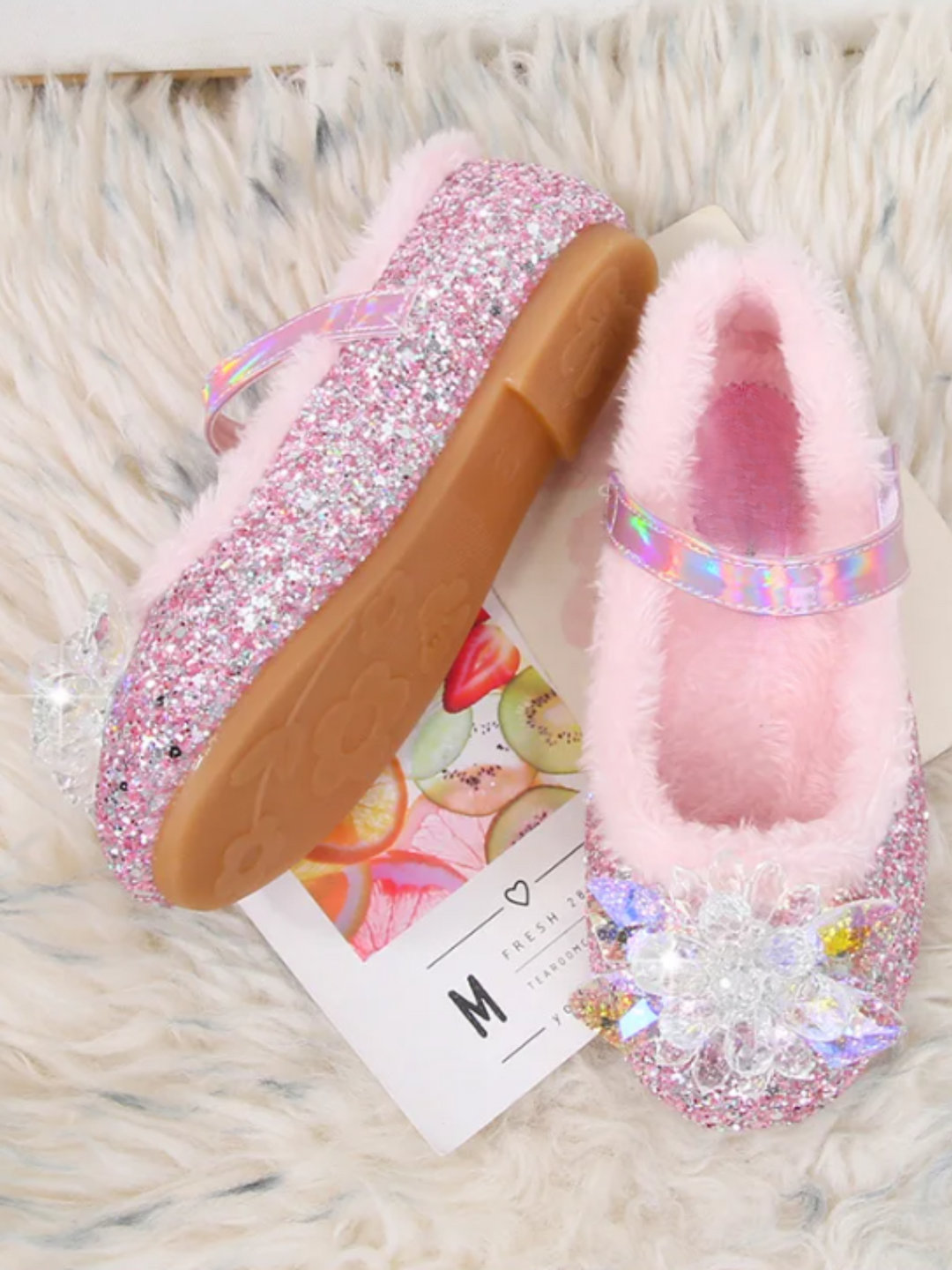 Mia Belle Girls Fur-Lined Princess Crystal Shoes | Shoes By Liv & Mia