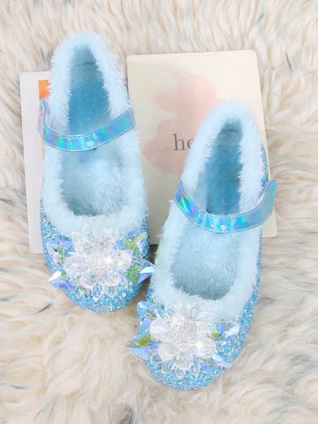 Mia Belle Girls Fur-Lined Princess Crystal Shoes | Shoes By Liv & Mia