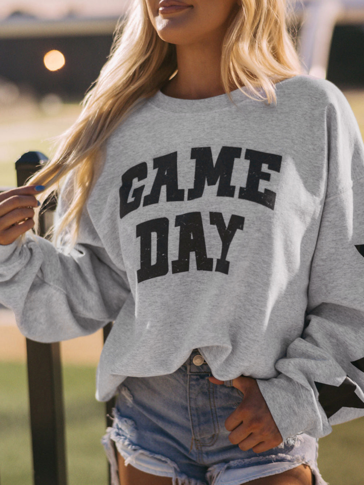 Womens Game Day Graphic Rugby Football Season Sweatshirt