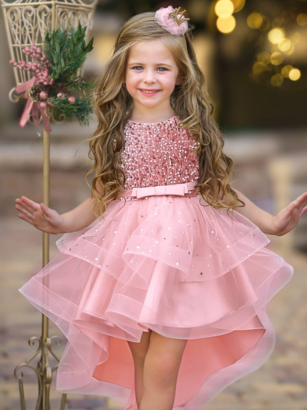 Glitzerndes und glamouröses Hi-Lo-Tutu-Kleid mit Pailletten