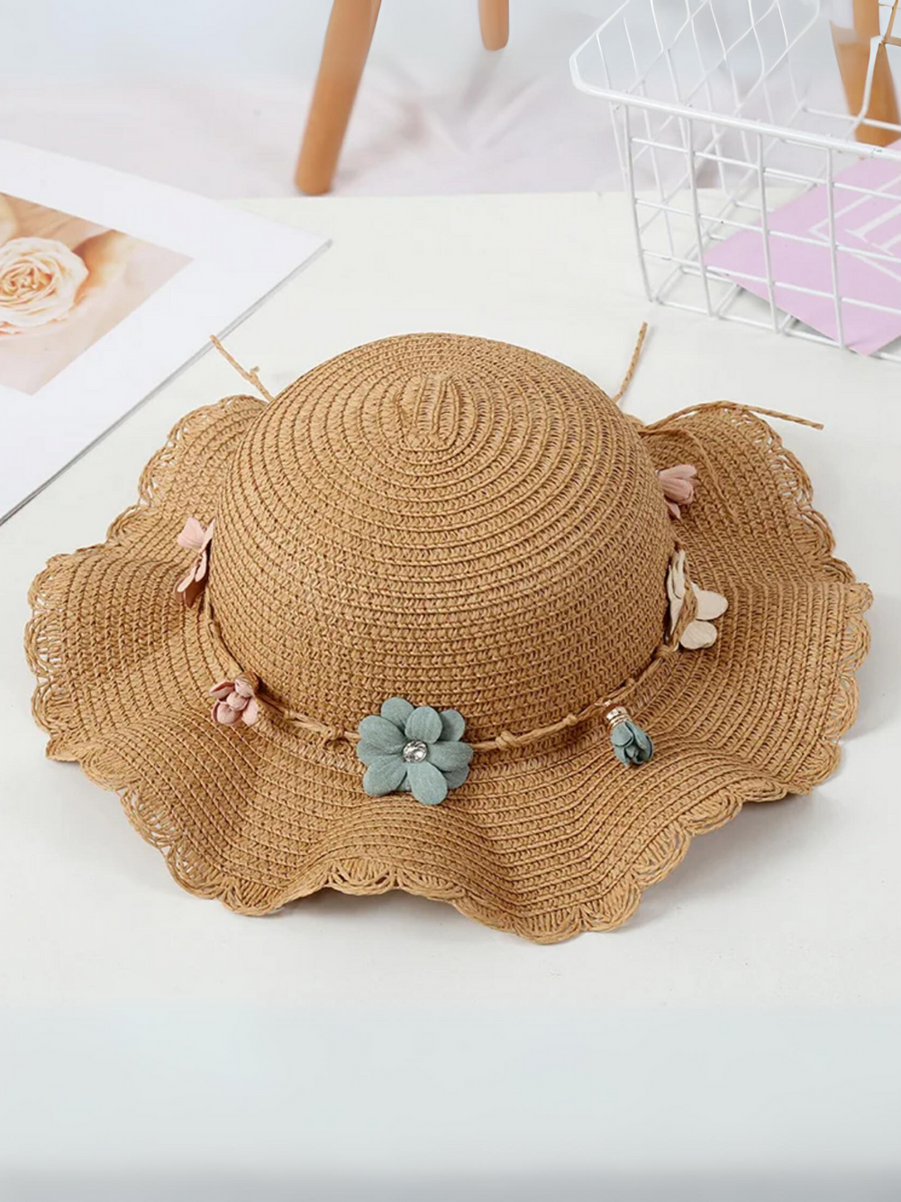 Mia Belle Girls Floral Straw Hat | Girls Accessories